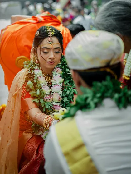A candid moment from the ceremony, her makeup looking serene and beautiful.