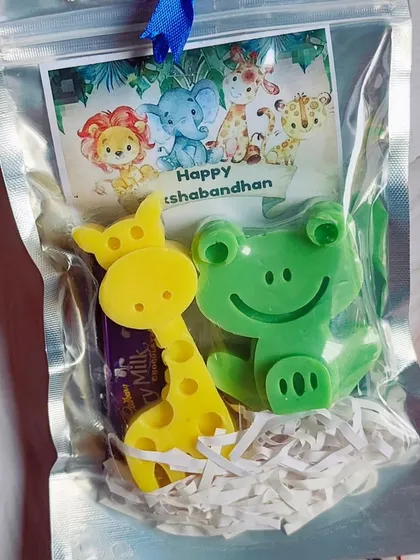 A jungle-themed Rakhi gift pouch for a little brother.