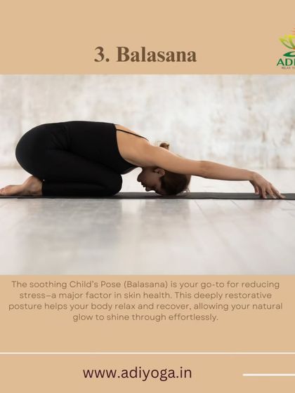 The soothing Child's Pose (Balasana) is your go-to for reducing stress, a major factor in skin health. This restorative posture helps your body relax and recover.