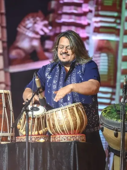 The intricate and powerful rhythms of the tabla, a cornerstone of our 'Sufusion' sound.