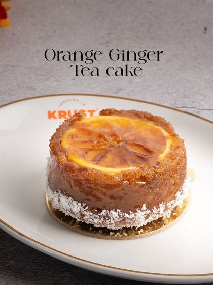 My popular Orange Ginger Tea Cake, a mini version perfect for one. The candied orange on top and the warm spice of ginger make it a wonderfully aromatic and flavourful pastry.