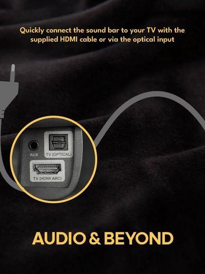This graphic illustrates the simple connectivity of the Denon soundbar. You can quickly connect it to your TV with a single HDMI cable or via the optical input, making setup incredibly easy.