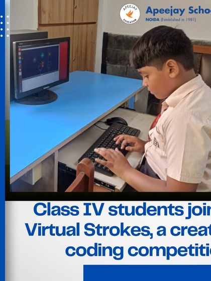 Class IV students participated in "Virtual Strokes," a creative coding competition that combines math, tech, and imagination. This image captures the beginning of their journey into the world of digital art.