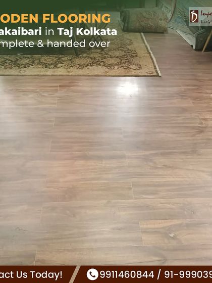 Another view of the wooden flooring we installed at Makaibari, Taj Kolkata. The light-colored wood finish here provides a beautiful contrast and adds a sense of spaciousness, demonstrating the versatility of our flooring solutions.