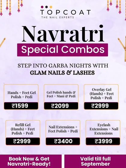 Our Navratri special combos are here to get you ready for Garba nights. We offer packages for glam nails and lashes so you can look your festive best.