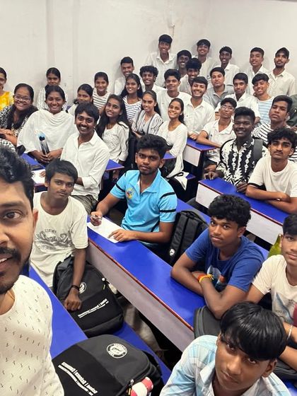 A classroom united in white, celebrating a day of purity and peace during Navratri 2024.