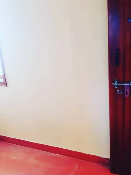 A close-up view of the polished wooden door next to a freshly painted wall. This combination of services ensures a cohesive and professional finish for your interiors.