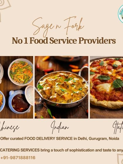 We are a No. 1 food service provider, offering curated food delivery and catering. This image showcases our expertise in Chinese, Indian, and Italian cuisines, highlighting our quality and variety.