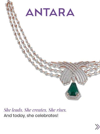 She leads. She creates. She rises. And today, she celebrates. This multi-strand diamond necklace with its emerald drop is a tribute to her power and grace.