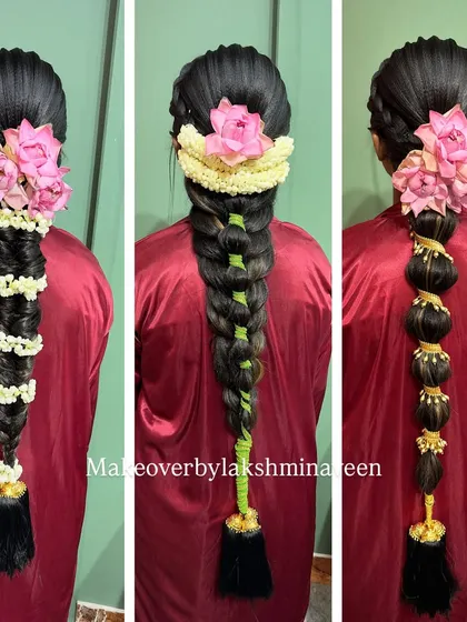 A closer look at three different styles of traditional braids using fresh flowers and hair accessories.