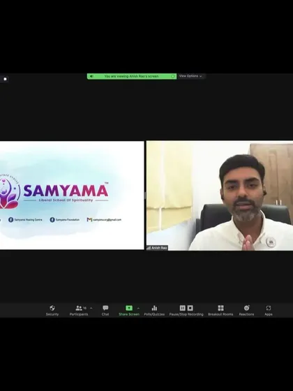 A volunteer from our team introduces Samyama during a corporate wellness workshop. We explain our mission and the spiritual perspective on maintaining a healthy mental life.