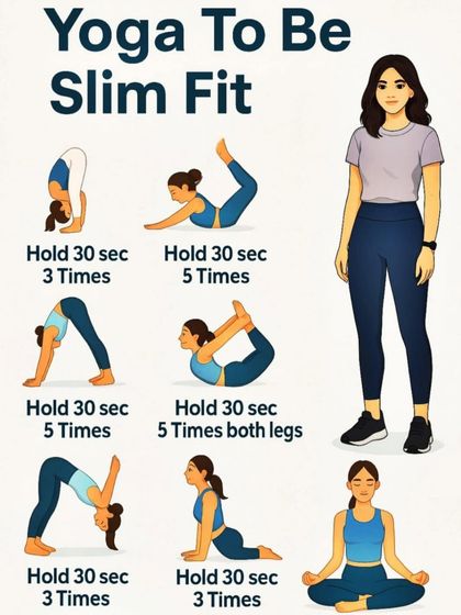 A simple illustrated guide to yoga for becoming slim and fit, including poses that target the entire body from different angles.