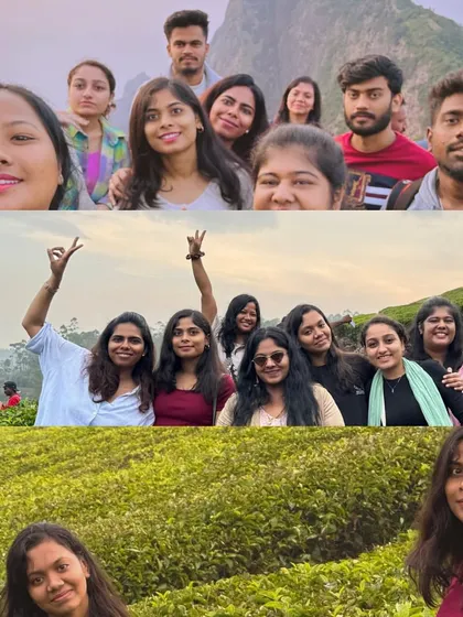 A collage showing the fun and friendship on our Munnar trip.