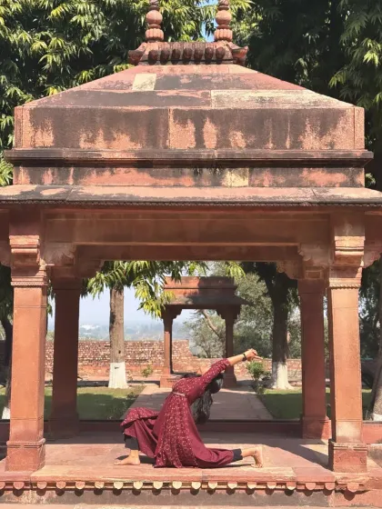 A graceful backbend within a historic stone pavilion. Finding the beauty of yoga in the beauty of our heritage.