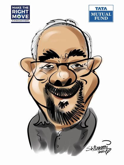 A distinguished gentleman's caricature from the Tata Mutual Fund event. My style is adaptable to capture all personalities, from the playful to the professional.