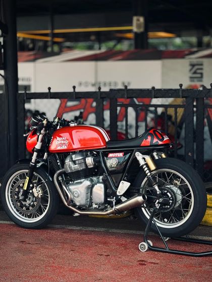 A track-spec GT 650 on a paddock stand, showcasing its aggressive stance and modifications.