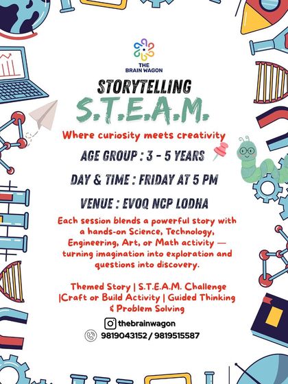 This flyer is for another one of our popular Storytelling S.T.E.A.M. sessions, blending a powerful story with a hands-on science, tech, engineering, art, or math activity.