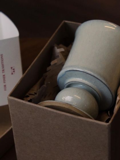We collaborated with a local brand to create a limited edition of ceramic goblets. This is a look at the beautiful packaging for the 'Kāge' goblet.