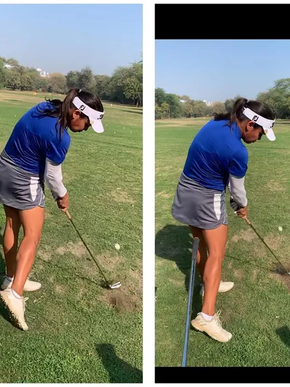 Working with a pro player to get her hands more in front of her body at impact for better compression.