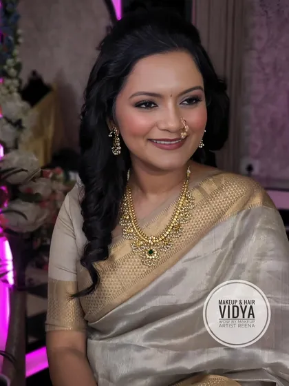 Diwali ready. My artist Vidya created this elegant and festive look with a beautiful silk saree and soft, glowing makeup.