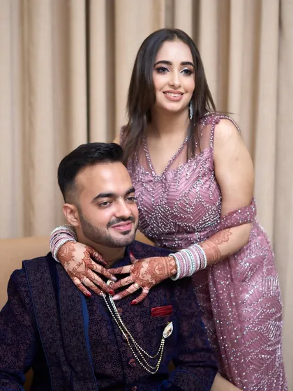 Gave my bride a rosy makeover for her engagement, and she looked beyond stunning. The soft pink tones on her eyes and cheeks created a fresh and romantic look.