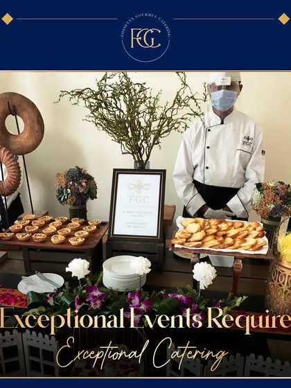 Exceptional events require exceptional catering, right down to the desserts. This station features a selection of sweet tarts and pastries, ready to be served by our professional chef.