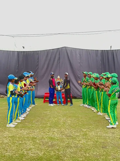 The team lines up to receive their awards.