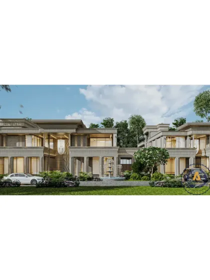 This project involved unifying three separate farmhouses in DLF Chattarpur into one cohesive, grand estate. I used classical lines and articulated pillars to create a shared identity that feels both luxurious and welcoming.