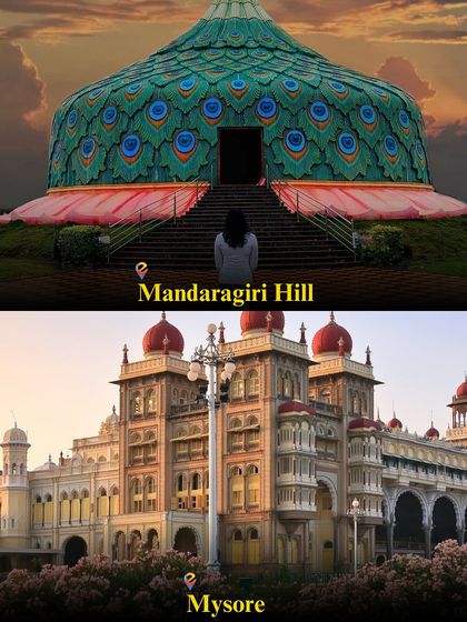 A glimpse into two of our popular one-day destinations: the peacock-themed Mandaragiri Hill and the royal city of Mysore.