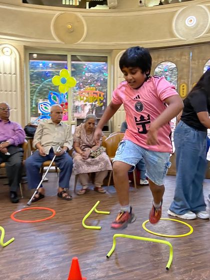 An obstacle course set up inside a party hall. Even with limited space, we can create a thrilling course that challenges kids' balance, speed, and agility.