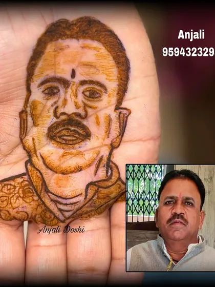 Your mehendi can hold what's closest to your heart. I was honored to create this portrait for a bride to have her late father with her on her special day. It's a new and emotional way to customize your bridal henna.