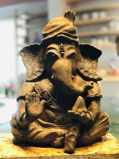 A powerful Ganapathy sculpture, created with deep emotion and intention during our workshop.