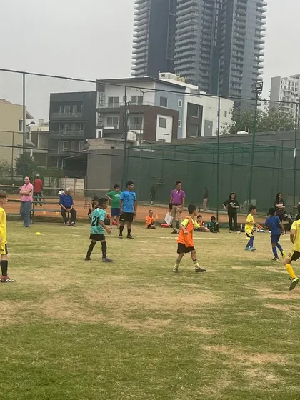A wide shot of a friendly match. We offer an enriched developmental experience through these competitive opportunities.