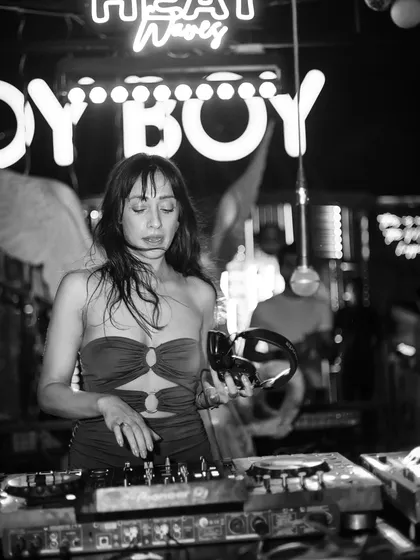 A black and white shot from a memorable night. This photo captures the focused, intense side of my performance style.