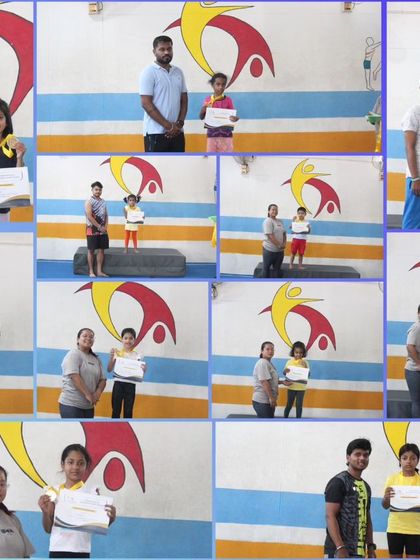 A collage of memories from our summer camp, showing students receiving their completion certificates and celebrating their progress with coaches.