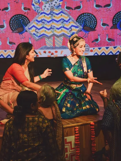 An interactive moment with the audience in Jaipur. I believe in making art accessible and enjoy breaking the fourth wall to share the stories and ideas behind the movements.