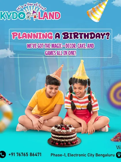 Planning a birthday? I've got you covered with the complete package. This image captures the simple joy of two friends sharing a birthday cake, ready for a party filled with decor, games, and fun.
