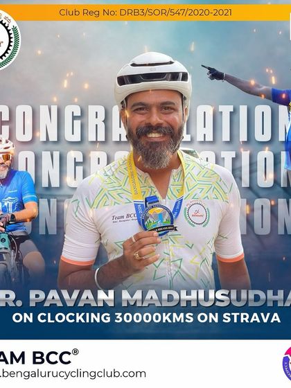 Congratulations to Mr. Pavan Madhusudhan on clocking 30,000 kms on Strava. Another great milestone for a great rider.