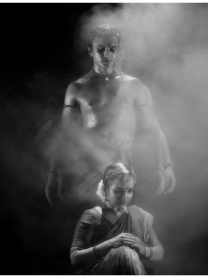 A hauntingly beautiful double-exposure style image from 'Nagamandala'.