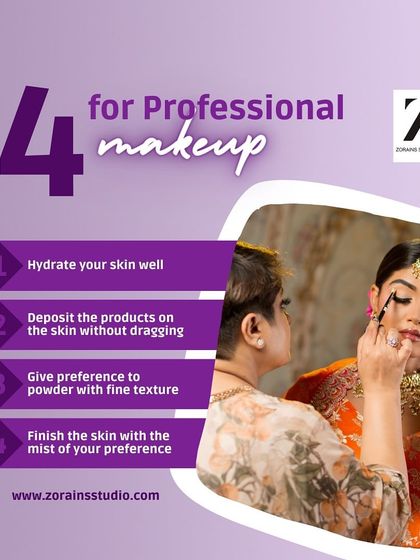 Four key steps to a professional makeup finish. We teach our students to focus on skin hydration, precise product application, using fine-textured powders, and finishing with a mist for a flawless look that lasts.
