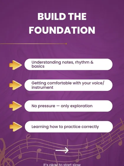 The first phase of learning is to build the foundation. This means understanding notes and rhythm, getting comfortable with your voice, and learning how to practice correctly in a no-pressure environment.