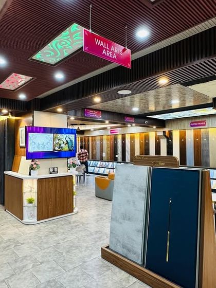 A wide shot showing the depth of our showroom and the different zones we have created for specific product categories.