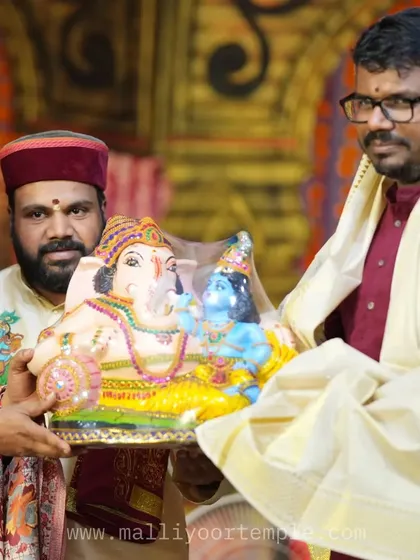 Being felicitated at the Malliyoor Mahaganapathy Temple in Kottayam, Kerala. It is humbling to be honored at such a sacred and traditional space.