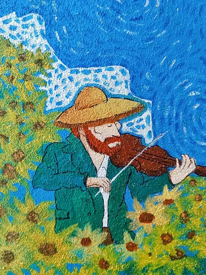 A detailed shot of the violinist. Capturing the feel of a classic painting on a modern wall is a challenge I absolutely love.