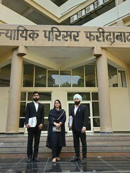 My team and I at the judicial complex in Faridabad. We are prepared to represent clients in family law cases across the entire region, including Faridabad.