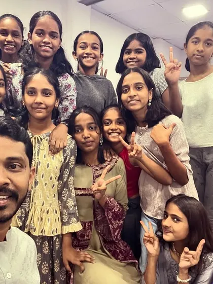 Day 3 of Navratri 2024 was Grey. A selfie with students finding strength and resilience in this elegant shade.
