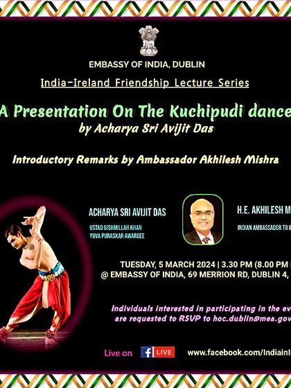 I was honored to give a lecture-demonstration at the Embassy of India in Dublin. My talk focused on identifying elements of the Nāṭyasāstra in the Kuchipudi Aḍugulu system.