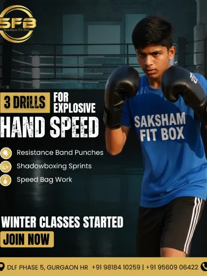 Explosive hand speed is built, not born. This graphic highlights three key drills I use in my youth classes: resistance band punches, shadowboxing sprints, and speed bag work to develop lightning-fast reflexes.