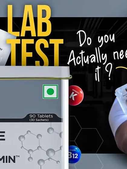 Thumbnail for my lab test video on MuscleBlaze's Biozyme Daily Multivitamin. Do you need it?