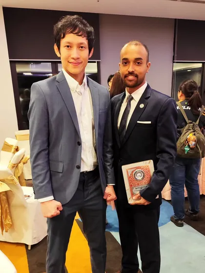 Posing with a fellow attendee at the IIC Malaysia Gala Dinner. These events are a great way to connect with the global Taekwon-Do family.